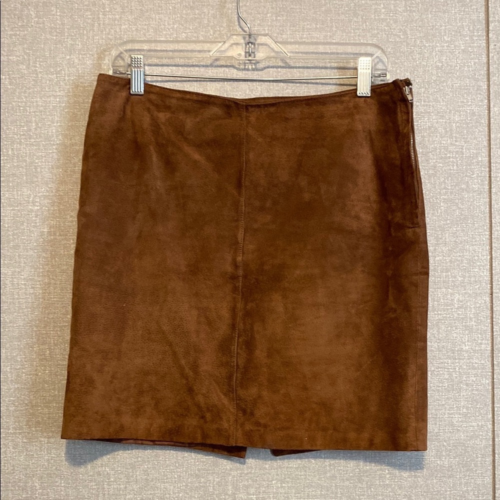 Vintage Newport News Brown Pencil Leather Mini Skirt
